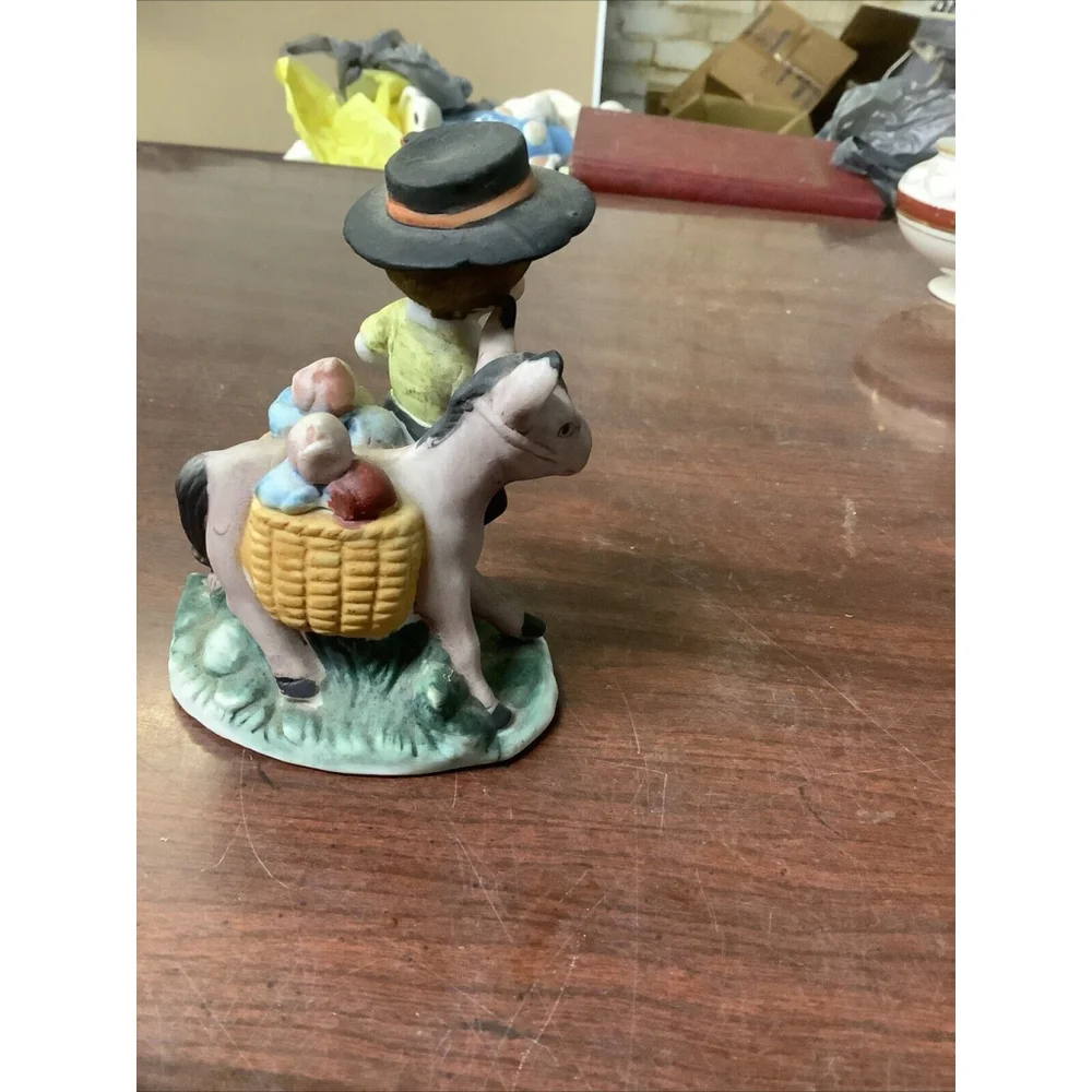 Vintage Boy With Donkey Porcelian 3 3/4”
